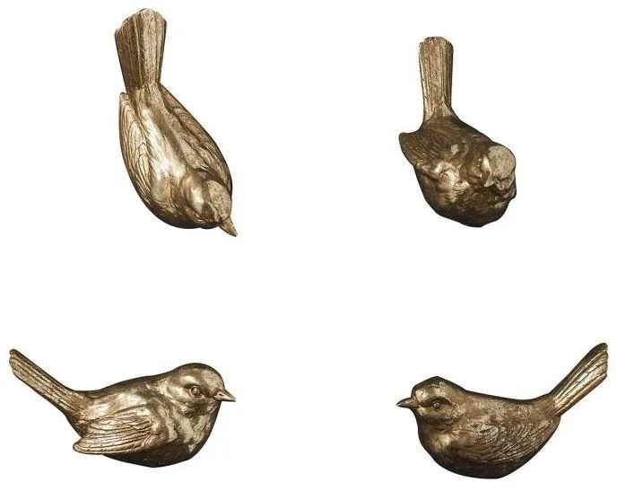 Clearance - Birdie Gold Resin Wall Hooks (Set of 4) - FS567