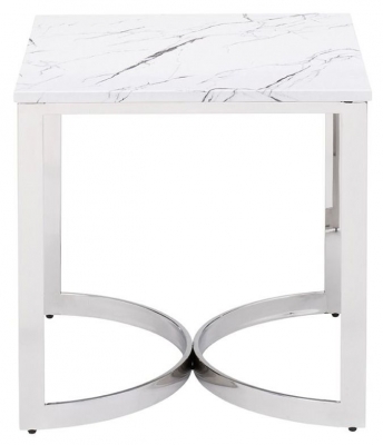 Product photograph of Ritz White Marble Effect Side Table from Choice Furniture Superstore