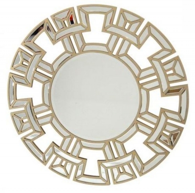 Product photograph of Beta Champagne Round Wall Mirror - 90cm X 90cm from Choice Furniture Superstore