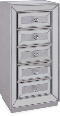 Product photograph of Sofia Mirrored 5 Drawer Tall Boy Chest from Choice Furniture Superstore