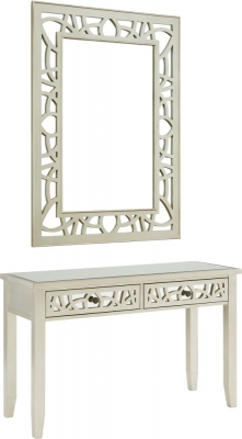 Product photograph of Cardiff Grey Mirrored Console Table With Mirror from Choice Furniture Superstore