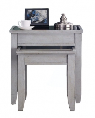 Product photograph of Lampeter Grey Mirrored Nest Of 2 Tables from Choice Furniture Superstore