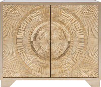 Product photograph of Frenso Gold Embossed 2 Door Small Sideboard With Mirrored Top from Choice Furniture Superstore