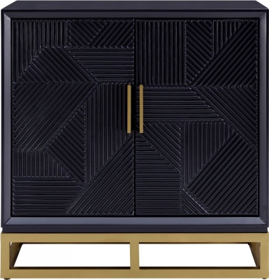 Product photograph of Exeter Black Geometric 2 Door Small Sideboard - 90cm from Choice Furniture Superstore