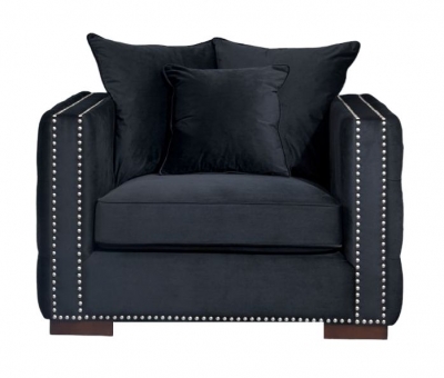 Moscow Black Velvet Fabric Armchair