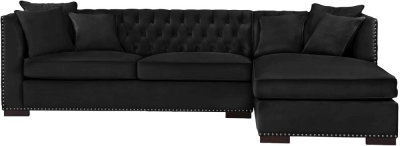 Chester Black Velvet Fabric Corner Sofa Suite Right