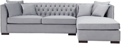 Product photograph of Kingston Grey Velvet Fabric Corner Sofa Suite - Right from Choice Furniture Superstore