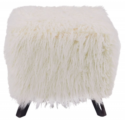 Product photograph of Heavy Shag White Faux Sheepskin Fur Cube Stool from Choice Furniture Superstore