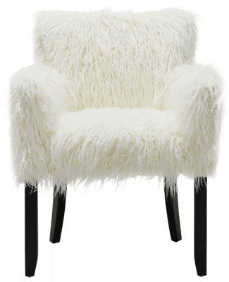 Product photograph of Heavy Shag White Faux Sheepskin Fur Tub Chair from Choice Furniture Superstore