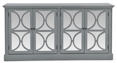 Product photograph of Blakely Grey Mirrored 4 Door Sideboard from Choice Furniture Superstore