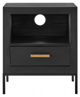 Product photograph of Brixton Black 1 Drawer Bedside Table from Choice Furniture Superstore