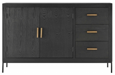 Product photograph of Brixton Black 2 Door 3 Drawer Sideboard from Choice Furniture Superstore