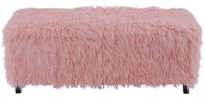 Heavy Pink Faux Sheepskin Fur Ottoman