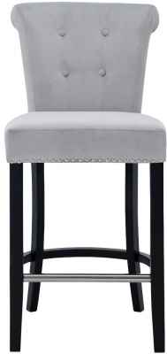 Product photograph of Grey Velvet Fabric Knockerback Barstool from Choice Furniture Superstore