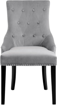 Product photograph of Lion Grey Velvet Fabric Lion Head Knockerback Dining Chair Pair from Choice Furniture Superstore