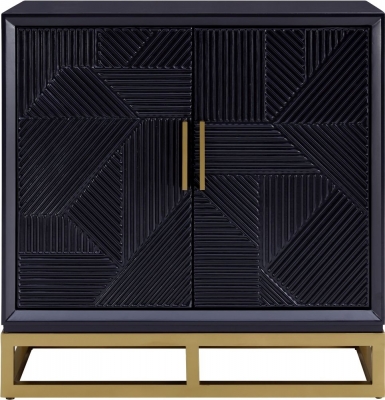 Clearance Orlando Black Geometric Design 2 Door Small Sideboard D641