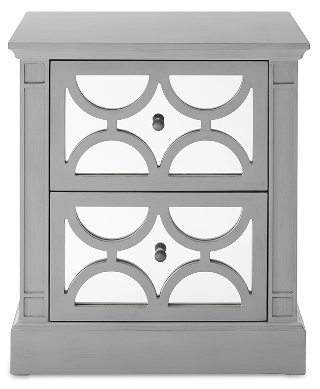 Yardley Grey Mirrored 2 Drawer Bedside Table