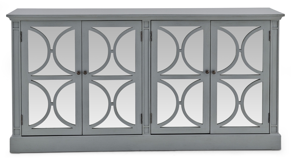 Yardley Grey Mirrored Extra Large 4 Door Sideboard - 180cm