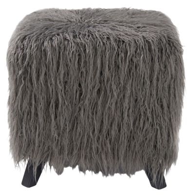 Newcastle Grey Faux Sheepskin Fur Cube Stool