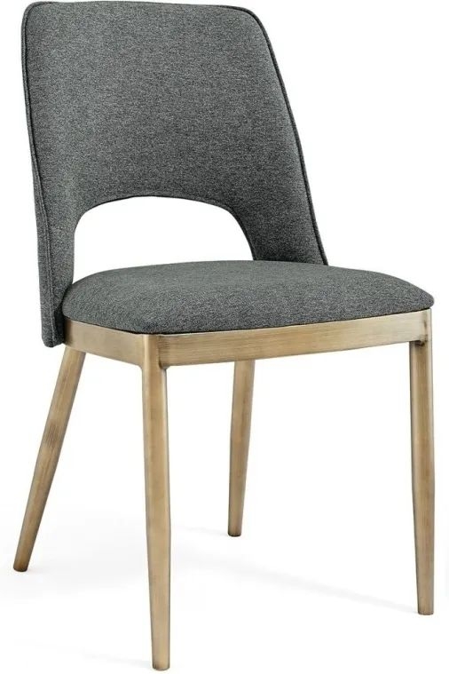 Clearance - Morgan Brass and Grey Linen Fabric Dining Chair (Sold in Pairs) - FSS13419