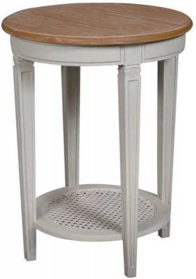 Product photograph of Bonaparte French Oak And Putty Painted Round Side Table from Choice Furniture Superstore
