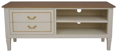 Product photograph of Agen French Oak And Old White Painted Tv Unit from Choice Furniture Superstore