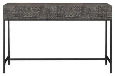 Product photograph of Sahara Black Washed Carved Mango Wood 2 Drawer Large Console Table from Choice Furniture Superstore