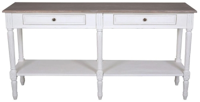Product photograph of Delphine French Off-white Painted 2 Drawer Console Table from Choice Furniture Superstore