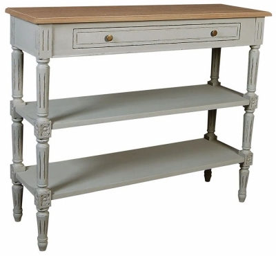 Product photograph of Charlotte French Distressed Stone Grey Console Table from Choice Furniture Superstore