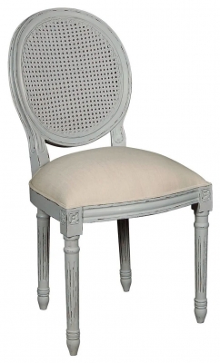Product photograph of Charlotte French Distressed Stone Grey Lattice Back Dining Chair Sold In Pairs from Choice Furniture Superstore