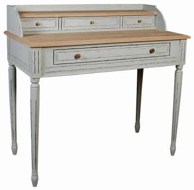 Product photograph of Charlotte French Distressed Stone Grey Writing Desk from Choice Furniture Superstore
