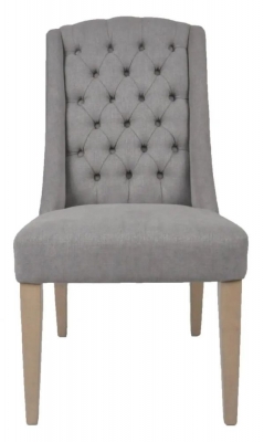 Dax Slate Grey Linen Fabric Dining Chair Sold In Pairs