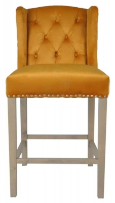 Product photograph of Moulins Mustard Velvet Bar Stool Sold In Pairs from Choice Furniture Superstore