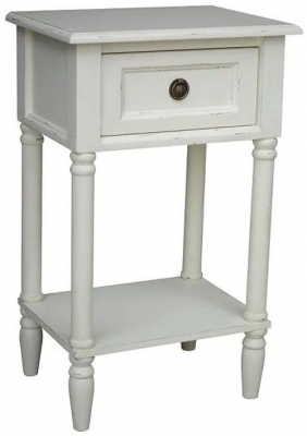 Product photograph of Emily French Off White 1 Drawer Side Table from Choice Furniture Superstore