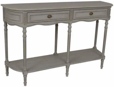 Product photograph of Emison French Grey 2 Drawer Console Table from Choice Furniture Superstore