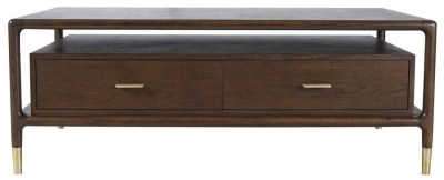 Product photograph of Lisa Walnut 2 Drawer Coffee Table from Choice Furniture Superstore