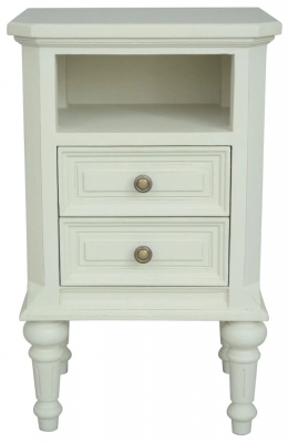 Product photograph of Rosburg French Lime White 2 Drawer Bedside Cabinet from Choice Furniture Superstore