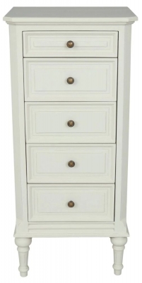 Product photograph of Rosburg French Lime White 5 Drawer Chest from Choice Furniture Superstore