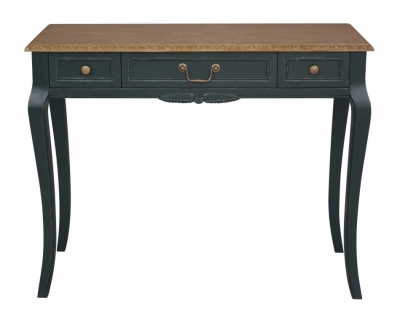 Product photograph of Solvay Emerald Green 3 Drawer Writing Desk from Choice Furniture Superstore