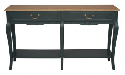Product photograph of Solvay Emerald Green 2 Drawer Console Table from Choice Furniture Superstore
