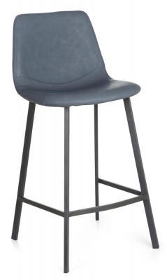 Product photograph of Bari Vintage Blue Pu Counter Stool Sold In Pairs from Choice Furniture Superstore