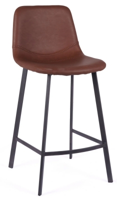 Product photograph of Bari Vintage Cognac Pu Counter Stool Solid In Pairs from Choice Furniture Superstore