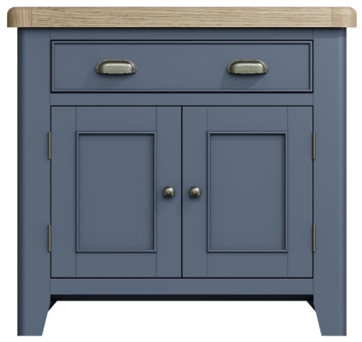 Product photograph of Ringwood Blue Painted 2 Door 1 Drawer Sideboard - Oak Top from Choice Furniture Superstore