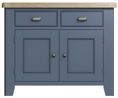 Product photograph of Ringwood Blue Painted 2 Door 2 Drawer Sideboard - Oak Top from Choice Furniture Superstore