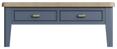 Product photograph of Ringwood Blue Painted 2 Drawer Coffee Table - Oak Top from Choice Furniture Superstore