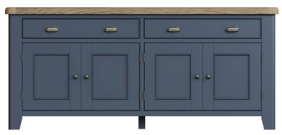 Product photograph of Ringwood Blue Painted 4 Door 2 Drawer Sideboard - Oak Top from Choice Furniture Superstore