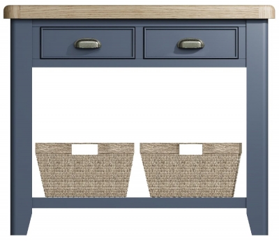 Product photograph of Ringwood Blue Painted Console Table - Oak Top from Choice Furniture Superstore