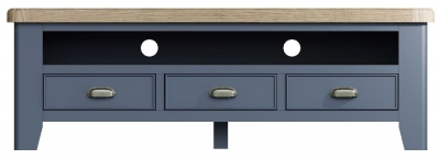 Product photograph of Ringwood Blue Painted Large Tv Unit - Oak Top from Choice Furniture Superstore