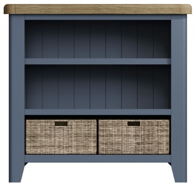 Product photograph of Ringwood Blue Painted Small Bookcase - Oak Top from Choice Furniture Superstore