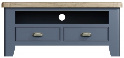 Product photograph of Ringwood Blue Painted Tv Unit - Oak Top from Choice Furniture Superstore